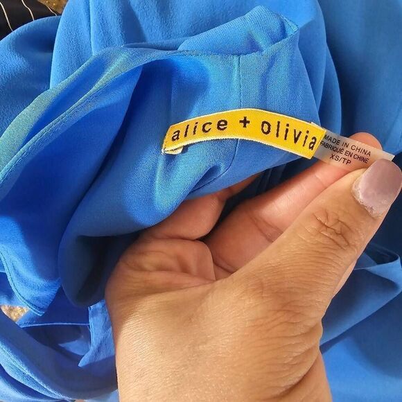 Alice + Olivia Silk Maxi Dress Keyhole Blue Size XS - Picture 6 of 6